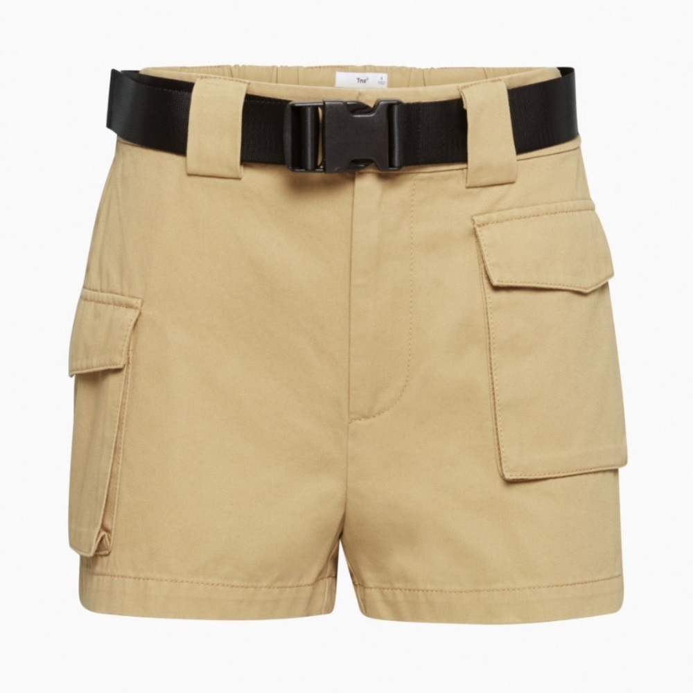 Aritzia TNA Cargo Shorts High-Waist Belted 2.5” Inseam Size Large Beige
